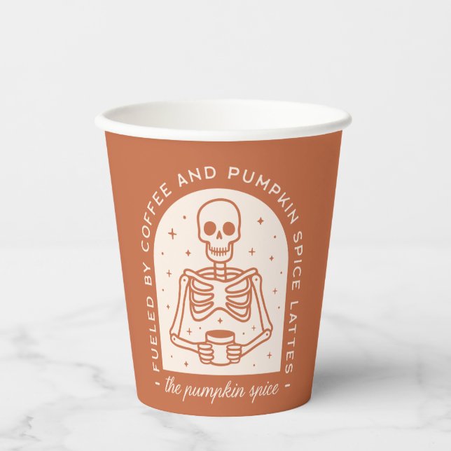 Fueled By Coffee and Pumpkin Spice Lattes Paper Cups (Front)