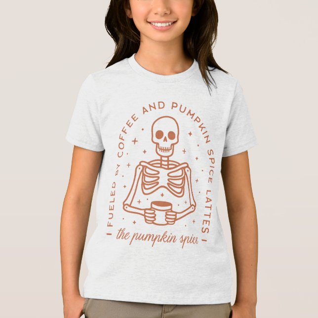 Fueled By Coffee and Pumpkin Spice Lattes Tri-Blend Shirt (Front)