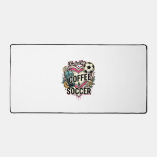 Fueled By Coffee And Soccer Vintage Shirt Design_1 Desk Mat