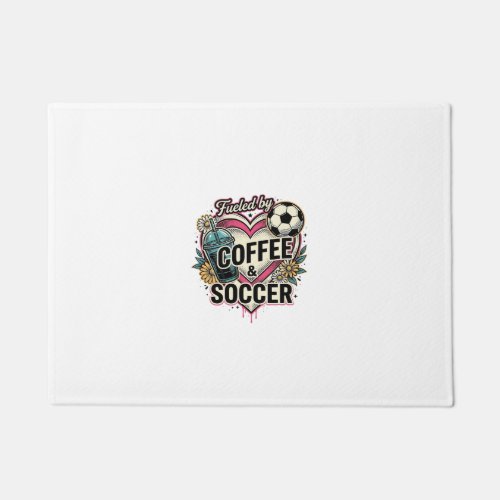 Fueled By Coffee And Soccer Vintage Shirt Design_1 Doormat