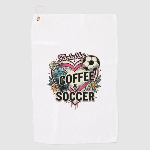 Fueled By Coffee And Soccer Vintage Shirt Design_1 Golf Towel