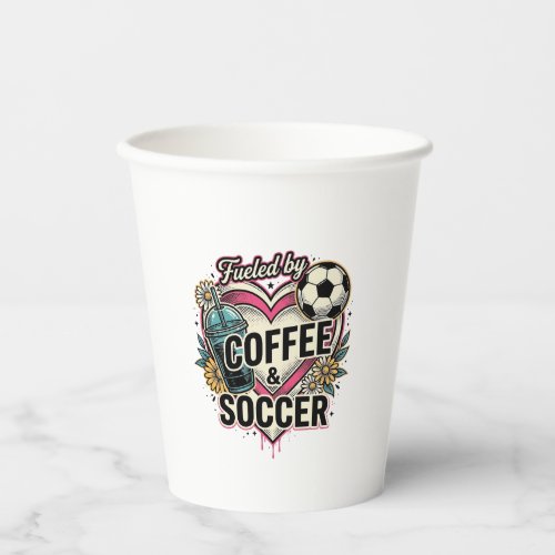 Fueled By Coffee And Soccer Vintage Shirt Design_1 Paper Cups