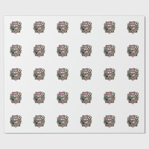 Fueled By Coffee And Soccer Vintage Shirt Design_1 Wrapping Paper