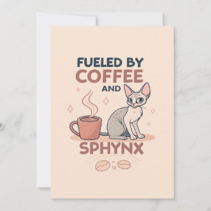 Fueled by Coffee and Sphynx Cat Art Holiday Card
