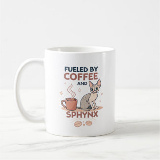 Fueled by Coffee and Sphynx Cat Art Mug