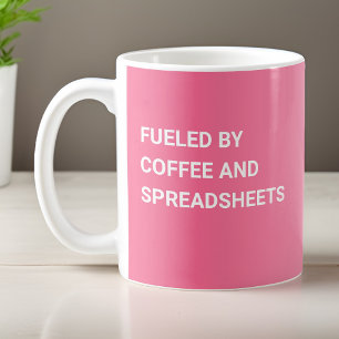 Fueled By Coffee and Spreadsheets - Gradient Pink Coffee Mug