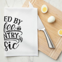 Fueled by Coffee Country Music Fun Cute Kitchen Towel