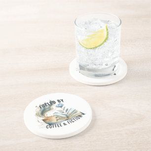 Fueled by Coffee & Fiction Sandstone Coaster