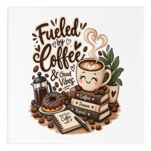 Fueled by Coffee & Good Vibes – Cute Coffee Lover Acrylic Print