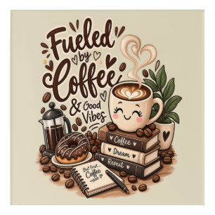 Fueled by Coffee & Good Vibes – Cute Coffee Lover Acrylic Print