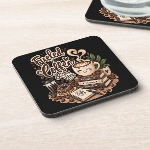 Fueled by Coffee & Good Vibes – Cute Coffee Lover Beverage Coaster