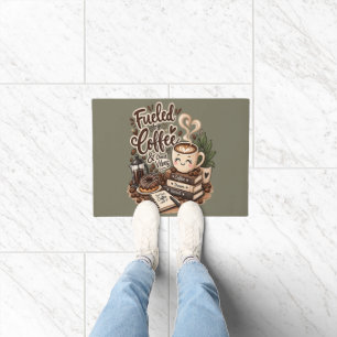 Fueled by Coffee & Good Vibes – Cute Coffee Lover Doormat