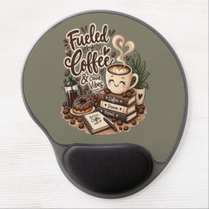 Fueled by Coffee & Good Vibes – Cute Coffee Lover Gel Mouse Pad