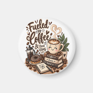 Fueled by Coffee & Good Vibes – Cute Coffee Lover Magnet