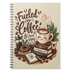 Fueled by Coffee & Good Vibes – Cute Coffee Lover Notebook