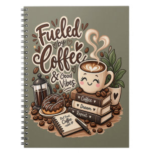 Fueled by Coffee & Good Vibes – Cute Coffee Lover Notebook
