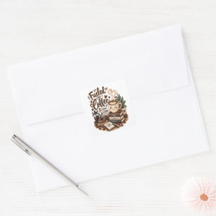Fueled by Coffee & Good Vibes – Cute Coffee Lover Square Sticker