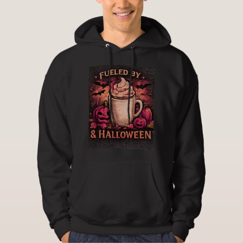 Fueled By Coffee & Halloween Funny Autumn Graphic Hoodie