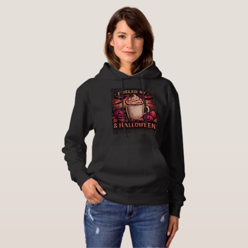 Fueled By Coffee & Halloween Funny Autumn Graphic Hoodie