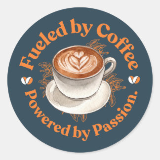 Fueled By Coffee Latte Art Round Sticker