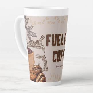 Fueled by Coffee Latte Mug – Funny Tall Cup Gift