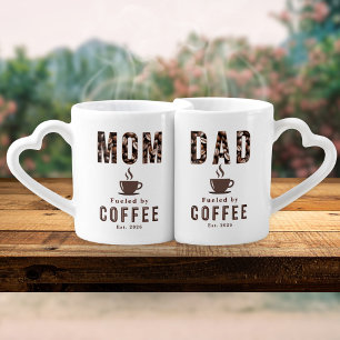 Fueled by Coffee Mom & Dad Est Year Parents Mug Set