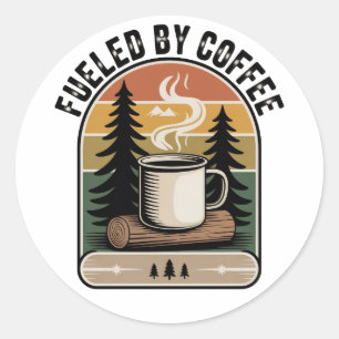Fueled by Coffee Retro Camp Classic Round Sticker