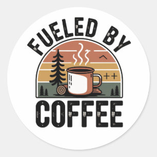 Fueled by Coffee Retro Camp Classic Round Sticker