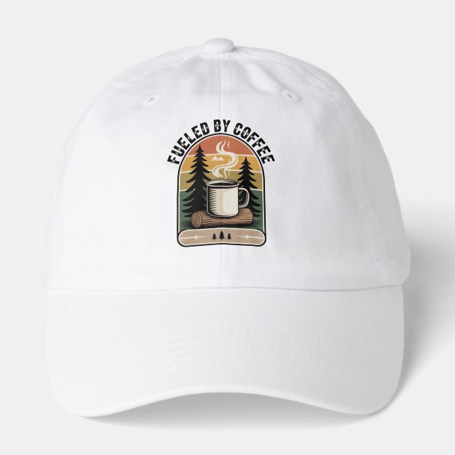 Fueled by Coffee Retro Camp  Hat (Front)