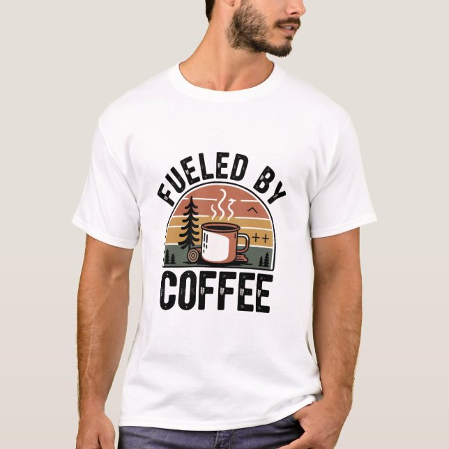 Fueled by Coffee Retro Camp  T-Shirt (Front)