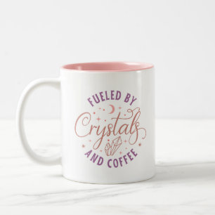 Fueled by Crystals and Coffee Fun Halloween Two-Tone Coffee Mug