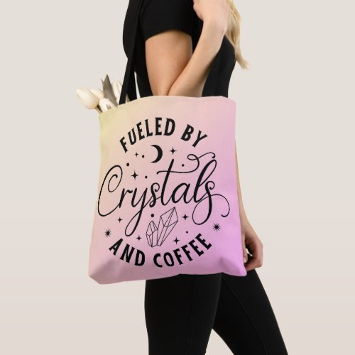 Fueled By Crystals and Coffee Pink Ombre Halloween Tote Bag