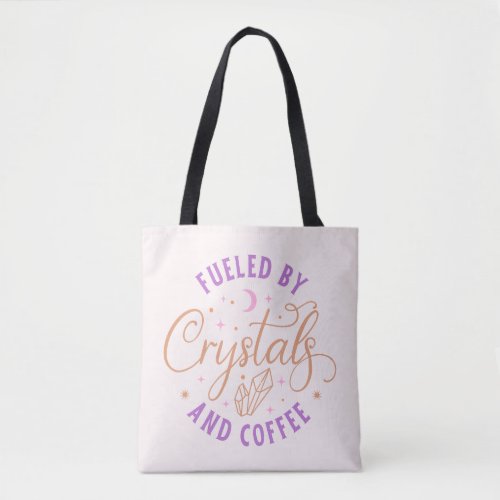 Fueled By Crystals and Coffee Purple Halloween Tote Bag