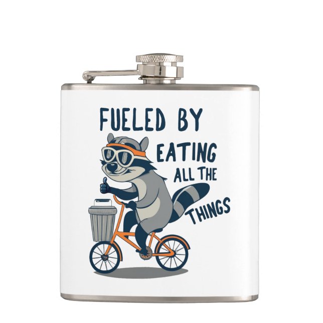 Fueled By Eating All The Things Racoon Cycling Flask (Front)