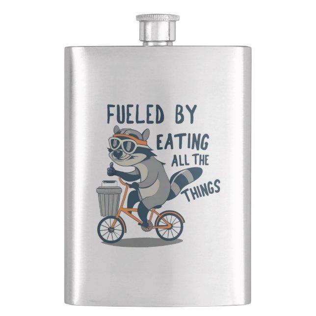 Fueled By Eating All The Things Racoon Cycling Flask (Front)