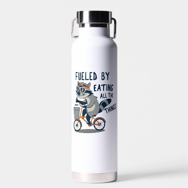 Fueled By Eating All The Things Racoon Cycling Water Bottle (Front)