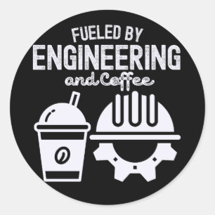 Fueled by Engineering and Coffee Classic Round Sticker