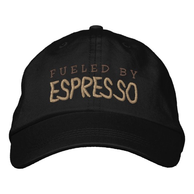 FUELED BY ESPRESSO EMBROIDERED BASEBALL CAP (Front)