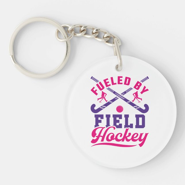Fueled by Field Hockey Cute Player Team Keychain (Front)