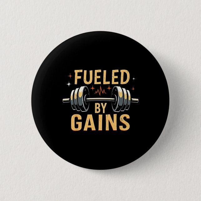 Fueled By Gain Bodybuilding Gym  Button (Front)
