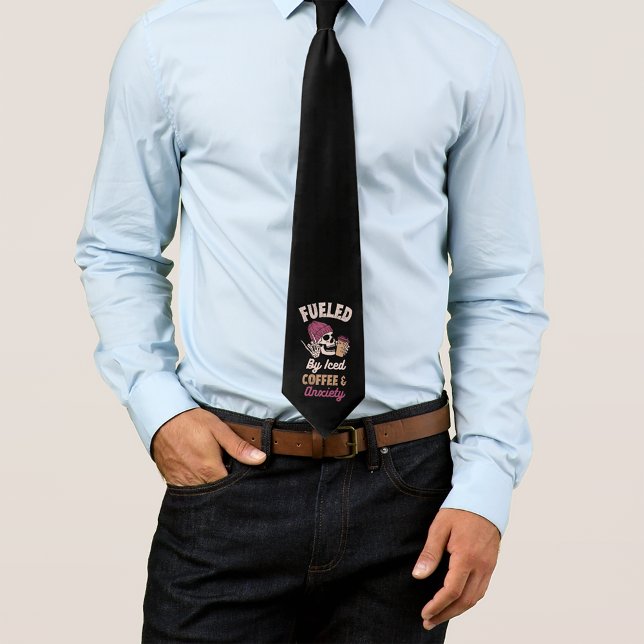 Fueled By Iced Coffee And Anxiety Neck Tie (Creator Uploaded)