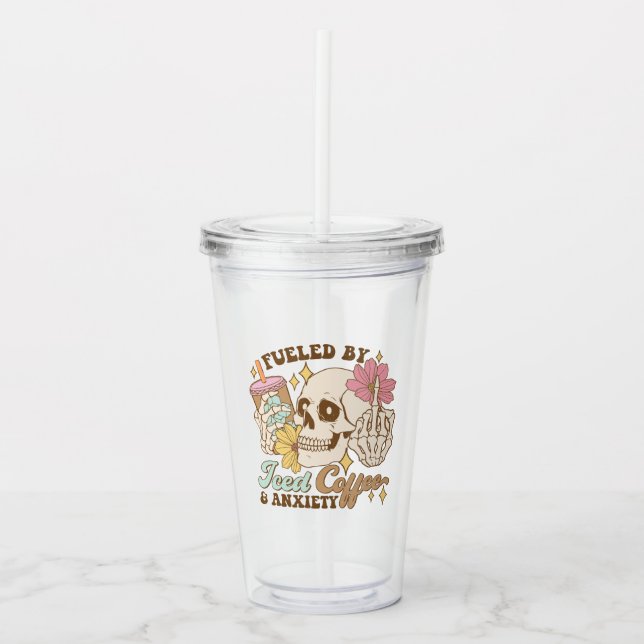 Fueled by Iced Coffee And Anxiety Tumbler (Front)