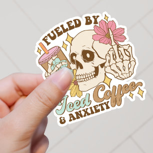 Fueled By Iced Coffee And Anxiety Vinyl Sticker