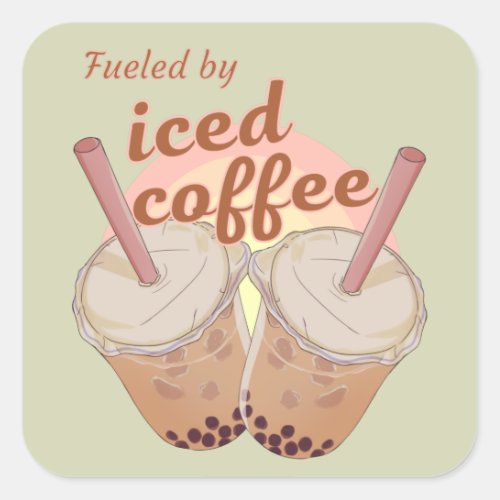 fueled by iced coffee iced coffee lovers gift square sticker