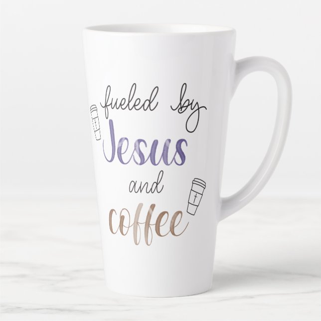 Fueled by Jesus and coffee  Latte Mug (Right)
