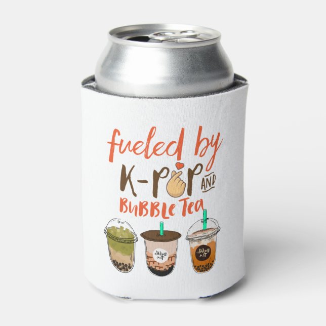 Fueled By K-Pop and Bubble Tea Funny Boba Lover Can Cooler (Can Front)