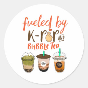 Fueled By K-Pop and Bubble Tea Funny Boba Lover Classic Round Sticker