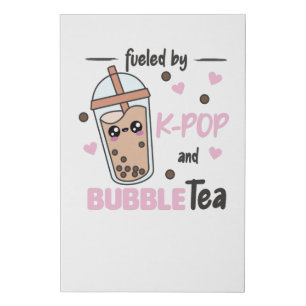 Fueled By K-Pop And Bubble Tea Kawaii Boba Tea Faux Canvas Print