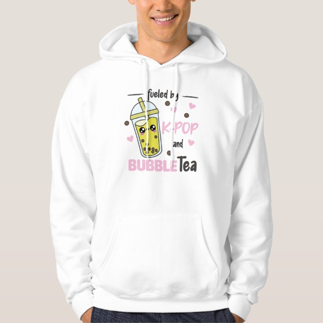 Fueled By K-Pop And Bubble Tea Kawaii Boba Tea Hoodie (Front)