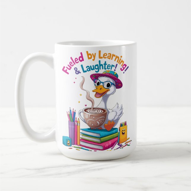 Fueled by Learning Goose Mug – Back to School Fun  (Left)